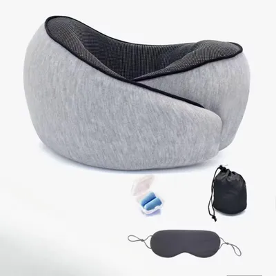 Image de Omgoods - Coussin de voyage ergonomique en mousse à mémoire de forme avec masque pour les yeux