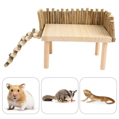 Produktbild von Hamsterspielzeug,Hamster-Kletterleiter,Hamster-Klettergerüst aus Holz mit Zaun für Parror, Rennmaus, Eichhörnchen, Ratte, Hamster, Goldbär,Vogel