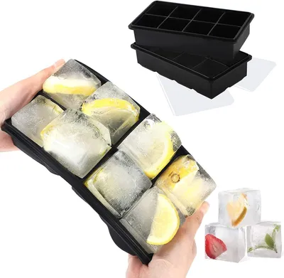 Produktbild von Set von 2 XXL Silikon-Eiswürfelformen mit Deckel