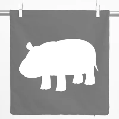 Produktbild von Huuraa Kissenbezug Nilpferd Silhouette 40x40cm Steel Grey Baumwolle Dekokissenbezug Geschenkidee