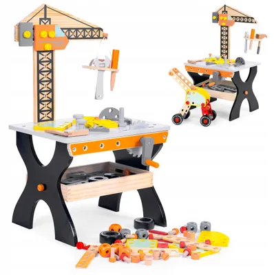 Produktbild von Ecotoys Holzwerkstatt Werkzeug für Kinder, Spielzeug Werkbank Set