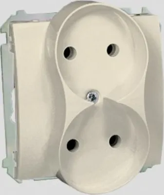 Produktbild von Doppelsteckdose ohne Erdung, beige Basic BMG2M.01/12 Kontakt-Simon