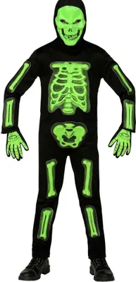 Produktbild von 3D Skelett Overall neon-grün für Kinder