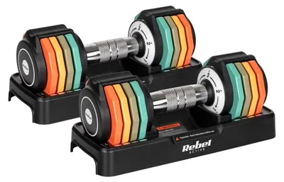 Immagine prodotto di Manubri in ghisa regolabili automaticamente Rebel RBA-2334, 2 x 5 kg