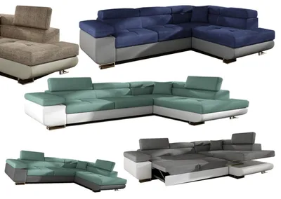 Produktbild von Klassisch Design Ecksofa Sofa Couchen Bettfunktion Couch Polster Textil Sofas