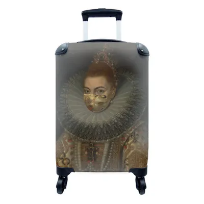 Produktbild von MuchoWow® Koffer Handgepäck Trolley Rollkoffer Kleine Reisekoffer mit 4 Rollen - Isabella Clara Eugenia - Frans Pourbus - Mundharmonika - Cabin Size < 55x40x23 cm & 55x40x20 cm - Fotokoffer - Kabinenkoffer - Boardgepäck - Reise-Box - Reisekoffer - Reisegepäck - Koffer mit Bild - Trolley für Kinder