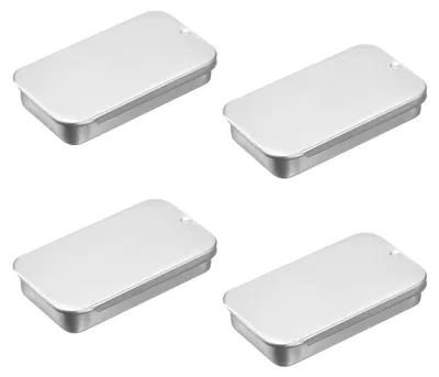 4er-Set Metallboxen mit Deckel, 60x34x11 mm, silber