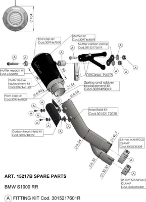 Image de Support de silencieux LeoVince en carbone, référence OEM 3015217561R, pour BMW S 1000 RR