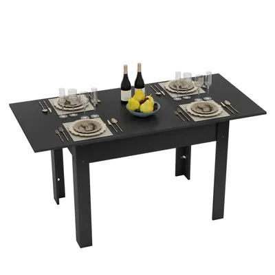 Produktbild von Puluomis Ausziehbarer Esstisch, Erweiterbarer Tisch 70x105-150cm, Klapptisch mit Verstärkter MDF-Platte, Küchen-/Wohnzimmertisch schwarz