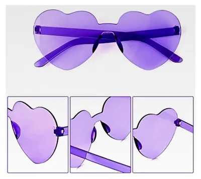 Produktbild von 12 Stück Herzförmige Randlose Sonnenbrille, Transparente Getönte Brille in Bonbonfarben