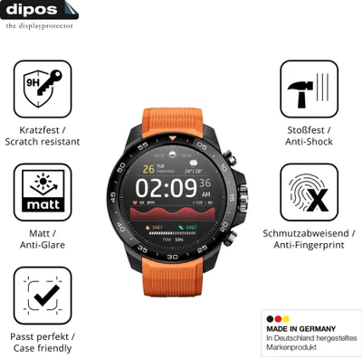 Produktbild von 2x Schutzfolie für Xiaomi Mibro GS Explorer S matt - Anti-Shock 9H Folie dipos Glass Kunststoffglas