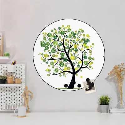 Produktbild von Design Stahlmagnettafel Schwarz Rund 47cm Laubzauberbaum