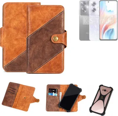 Produktbild von K-S-Trade Handyhülle Schutzhülle Bookstyle Case Wallet-Case kompatibel mit Oppo A79 5G Cover Klapphülle Kantenschutz Smartphone dunkelbraun braun