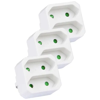 Produktbild von HEITECH 3x 2fach Steckdosenadapter - Mehrfachsteckdose ohne Schalter, Belastbarkeit bis max. 1100W