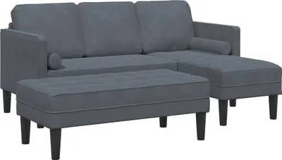 Produktbild von vidaXL Sofa Set mit Kissen 2 pcs Dunkelgrau Polyester