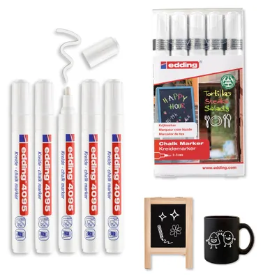 Produktbild von edding Kreidemarker Sets, Rundspitze 2-3 mm, abwischbar, für Fenster, Glas und Spiegel