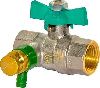 Produktbild von DVGW Kugelhahn für Trinkwasser 3/4" IG-IG mit Knebelgriff und Entleerung : 3/4 Zoll