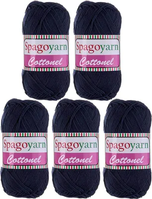 Produktbild von Strickgarn Baumwolleel Uni 5 x 100g Häkelgarn Strickwolle Handstrickgarn Farbwahl, Farbe:stahlblau