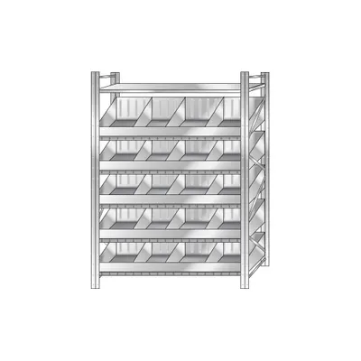 Produktbild von Schüttgutregal, Stecksystem, verzinkt, HxBxT 2000 x 1290 x 525 mm, 5 Ebenen, 20 Schüttfächer