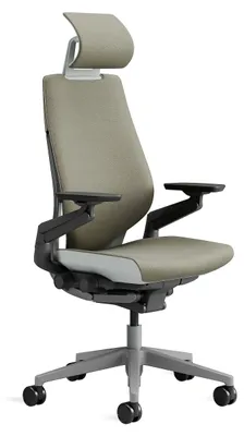Produktbild von Bürostuhl Ergonomischer Drehstuhl Schreibtischstuhl - Höhenverstellbar - Verstellbare Lendenwirbelstütze und Armlehnen - Beige und Grau - Für Büro und Homeoffice