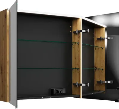 Image de Armoires de toilette burgbad Eqio avec éclairage LED à poser, 2 portes, 800x800x170mm, SPGS080F5662
