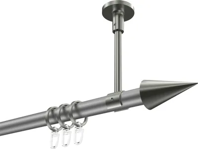 Produktbild von Interdeco Gardinenstange / Vorhangstange Silbergrau / Edelstahl-Optik, Typ Sonette Savio (Kegel) Deckenmontage, 20 mm Ø 1-läufig, 360 cm