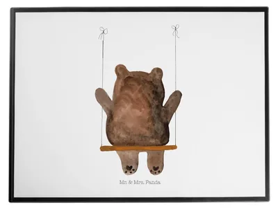 Produktbild von Mr. & Mrs. Panda Schreibunterlage Bär Schaukel - Weiß - Geschenk, tischpad, schreibtischunterlage, Unterlage Schreibtisch, Schreibtischauflage, Teddy
