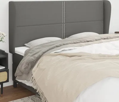 Produktbild von The Living Store Kopfteil mit Ohren Dunkelgrau 203x23x118/128 cm Stoff