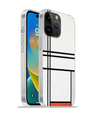 Produktbild von MuchoWow® Handyhülle Schutzhülle Hülle für Apple iPhone 14 Pro - Softcase Komposition 1 mit Rot und Grau - Piet Mondrian Silikon Softcase Handy Hülle - Umschlag