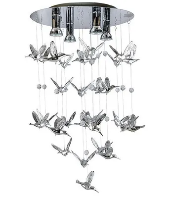 Produktbild von Leuchte Vögel dimmbar Chrom mit Ø 40 cm Durchmesser und 70 cm Höhe, GU10 Fassung