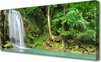 Produktbild von Tulup Leinwand-Bilder 125x50 Wandbild Canvas Kunstdruck Wasserfall Wald Natur