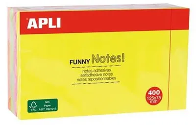 Productafbeelding van APLI 13438, plakbriefjesblok "FUNNY Notes!", 125 x 75 mm, assorti