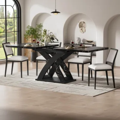 Obrázek produktu pro Rozkládací jídelní stůl, kuchyňský stůl, stůl na balkon, 120-160 cm, až pro 6 osob