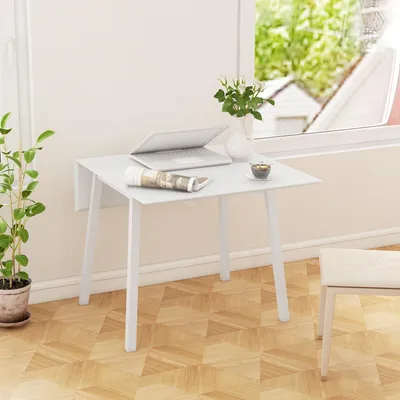 Produktbild von Esstisch Klapptisch, 2 aufklappbare Seiten, Küchentisch Kiefernholz, Weiß | 110 x 86 x 75 cm | 2–4 Personen | platzsparend