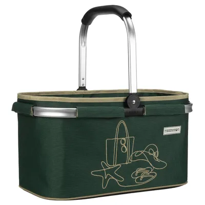 Produktbild von anndora Einkaufskorb 22 L mit Aluminiumrahmen & Strandstickerei - grün