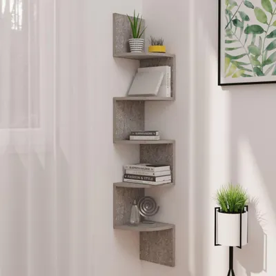 Obrázek produktu pro vidaXL Nástěnná rohová police Concrete Grey 19x19x123 cm Dřevěný materiál