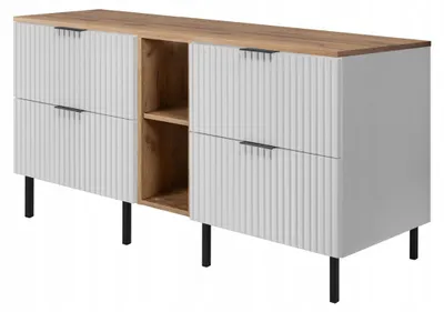 Zdjęcie produktu dla Szafka Łazienkowa Stojąca Pod Umywalkę Regał Blat 140X46Cm Flisan Biały Dąb