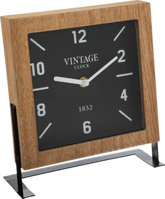 Produktbild von Atmosphera Créateur d'intérieur Tischuhr Micah MDF-Platte Metall braun schwarz weiß 23 cm x 20 cm x 8 cm