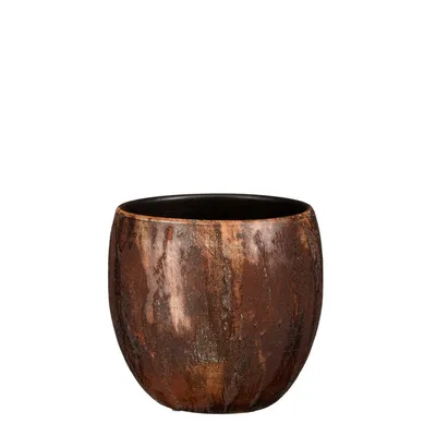 A brown, textured pot on a white background.