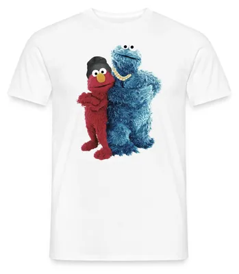 Produktbild von Spreadshirt Sesamstraße Gangster Krümelmonster & Elmo Männer T-Shirt, XXL, Weiß