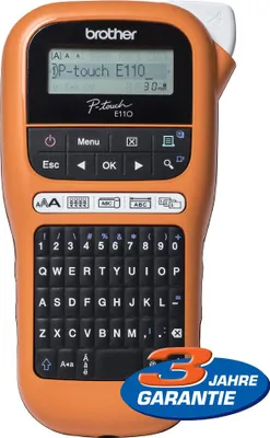 Image de Brother P-Touch PT-E110 - Étiqueteuse - monochrome - transfert thermique - Rouleau (1,2 cm) - 180 ppp - jusqu'à 20 mm/sec - impression sur 2 lignes (PTE110G1)
