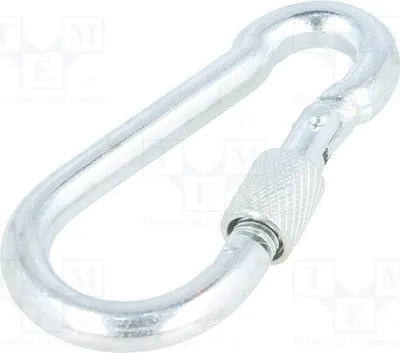Immagine prodotto di 1 moschettone da 7 mm per corde, in zinco, lunghezza: 70 mm, con sistema di sicurezza KSZ.7.70. Attrezzatura per corde