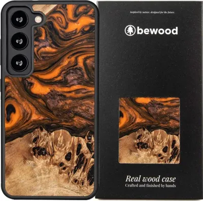 Imagen del producto de Funda de madera y resina para Samsung Galaxy S23 Bewood Unique, color naranja y