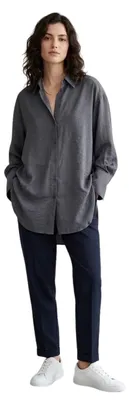 Productafbeelding van Zara dameshemd, losvallende, oversized pasvorm, grijs, maat M