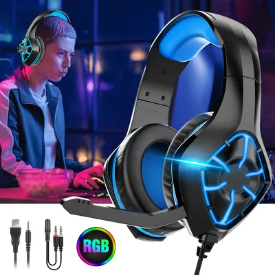 7MAGIC Gaming-Headset für PS4, PS5 PC, Xbox One, iPod, PS4-Kopfhörer mit 2 m Kabel und Mikrofon, Stereo-Surround-Kopfhörer mit Bass-Surround-Sound, geräuschunterdrückende Gamer-Kopfhörer, Schwarz