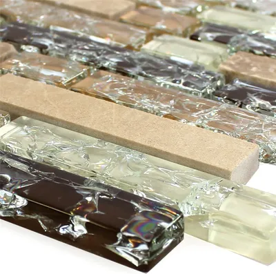 Produktbild von Glas Marmor Mosaikfliesen Emperador Malawi Bruchglas Verbund