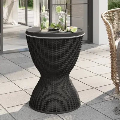 Produktbild von "2026 Aktion"Esstisch/Outdoor Tisch - 3-in-1 Tisch - moderne Design - Balkontisch - mit Eiskühler Schwarz Polypropylen DEMöbel 8092028