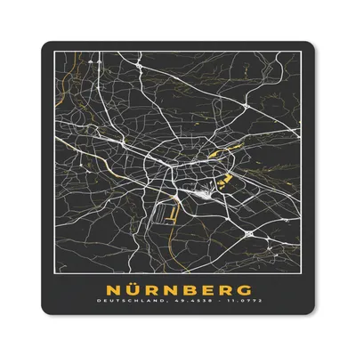 Produktbild von MuchoWow® Mauspad Mousepad Nürnberg - Stadtplan - Karte - Gold - Deutschland 20x20 cm - Mousepads - Maus Mat - Pad - Mausunterlage - Desk Mat - Bureauartikeln