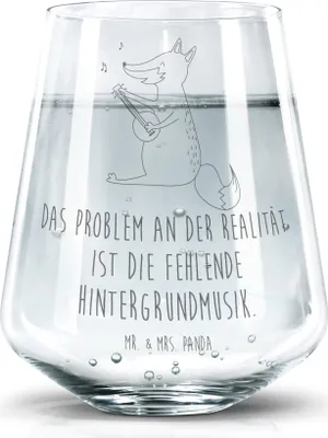 Produktbild von Mr. & Mrs. Panda Wasserglas Fuchs Gitarre - Transparent - Geschenk, Tumbler Glas, Wasserbecher, Becherglas, Musiker, Musik, Optimistisch, Singen, Sängerin, Trinkglas