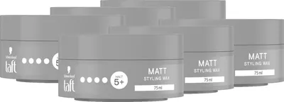 Produktbild von TAFT Haarwachs Matt mit Haltegrad 5 für starken, langanhaltenden Halt, vegan, 6x 75ml